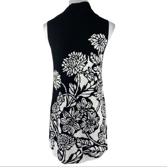 Adrienne Vittadini Women's Black Floral Sleeveless Ponte Knit Sheath Dress M/C35 - Picture 6 of 9